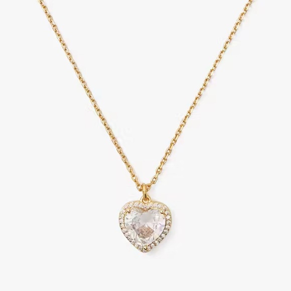 Kate Spade My Love Pavé Heart Pendant Necklace Gold Brand New KA675 - Picture 1 of 8